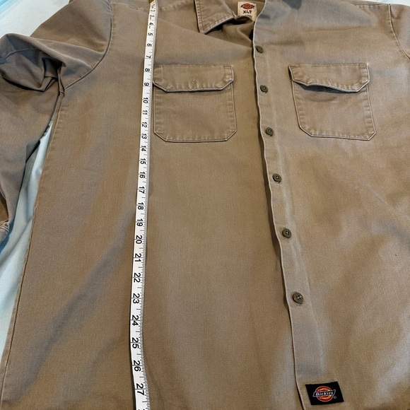 Dickies XL TALL Industrial Heavyweight Long Sleeve Men's Shirt Beige. Workwear. - Picture 3 of 11